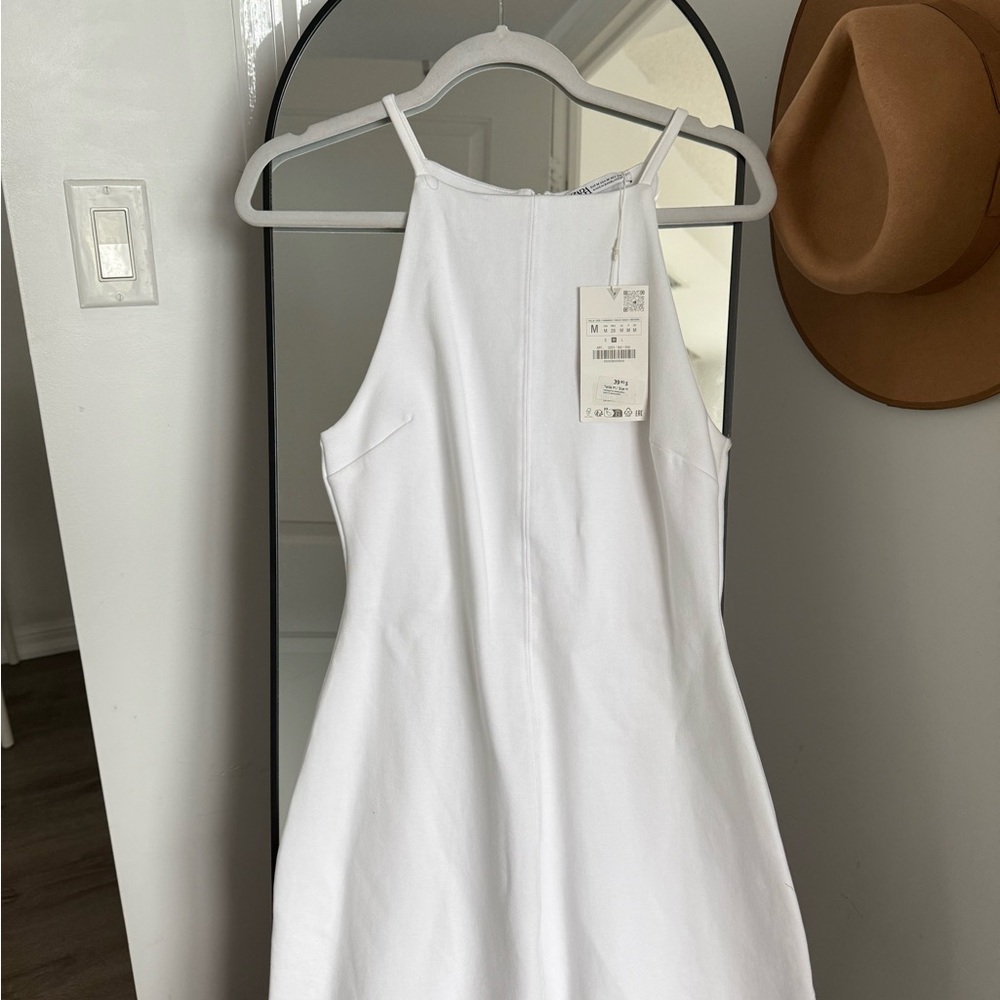 Zara White Halter Midi Sundress